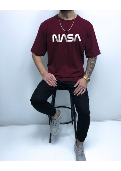 Erkek Bordo Nasa Tshirt