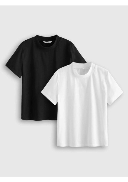 Blacksokak Erkek 2'li Baskısız Oversize Bisiklet Yaka Tshirt