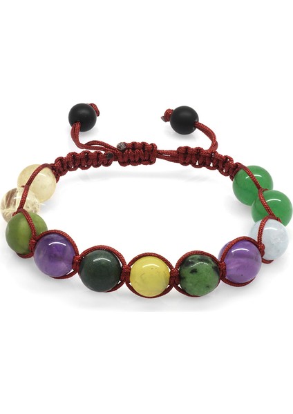 Makrome Örgülü Küre Kesim Çoklu Doğaltaş Kombinli Çocuk Şifa Bileklik fiyatları