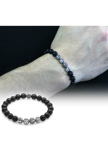 Gri Kaplangözü Metal Kombinli Kişiye Özel Isim Yazılı Küre Kesim Doğaltaş Bileklik fiyatları