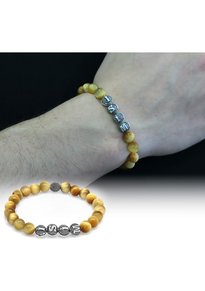 Renkli Kaplangözü Metal Kombinli Kişiye Özel Isim Yazılı Küre Kesim Doğaltaş Bileklik fiyatları