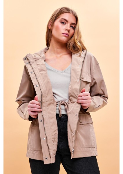 Kadın Sharon Taba Kapüşonlu Gabardin Parka modelleri