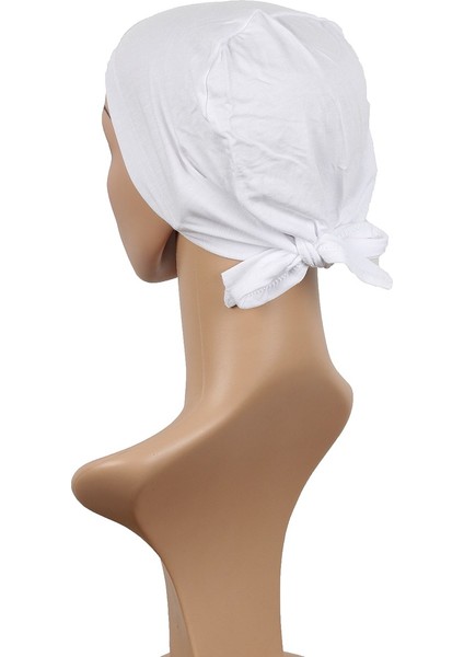 Likralı Bağlı Bone 2509-1 Beyaz