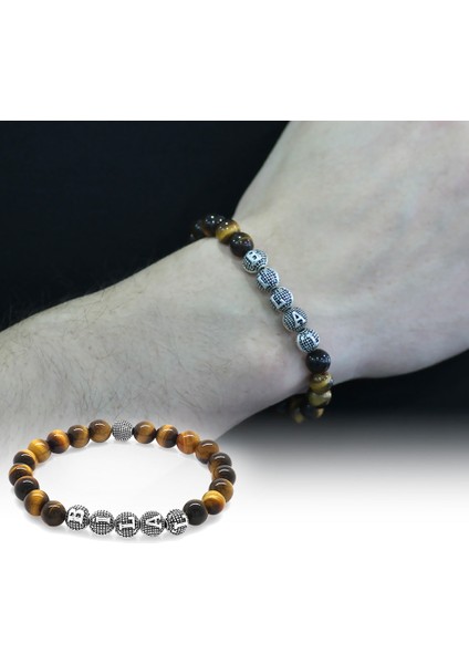 Kaplangözü Metal Kombinli Kişiye Özel Isim Yazılı Küre Kesim Doğaltaş Bileklik fiyatları