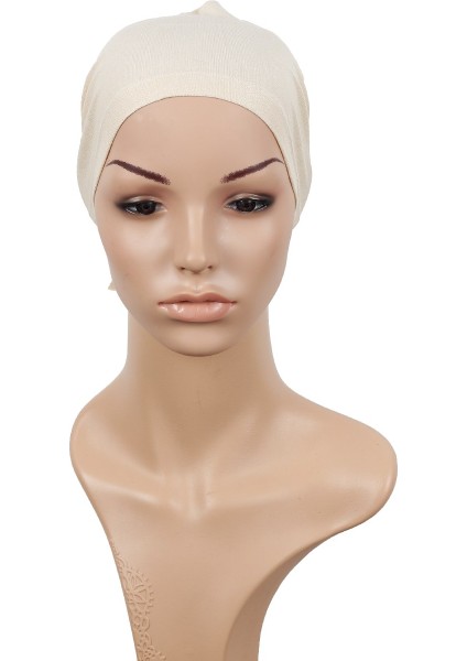 Likralı Bağlı Bone 2509-20 Ekru