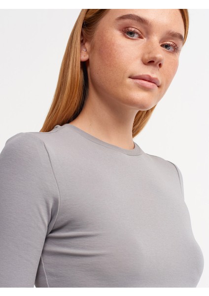 30349 Bisiklet Yaka Uzun Kollu Top-Gri modelleri