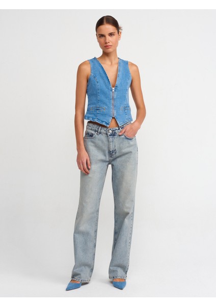 71426 Düşük Bel Kar Yıkama Denim Pantolon-Tint