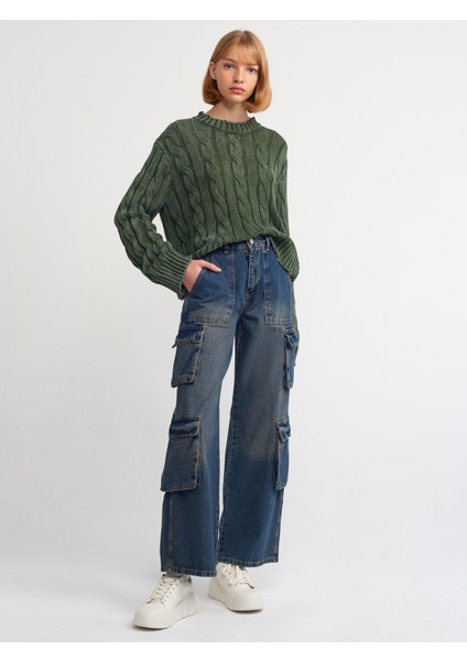 71367 Kargo Cepli Tint Yıkama Denim Pantolon-Tint