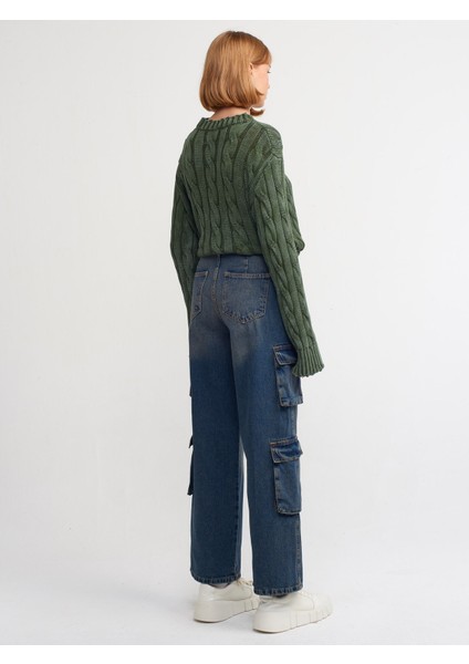 71367 Kargo Cepli Tint Yıkama Denim Pantolon-Tint