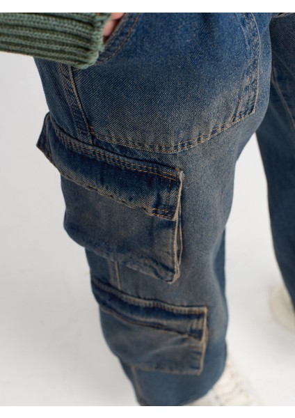 71367 Kargo Cepli Tint Yıkama Denim Pantolon-Tint