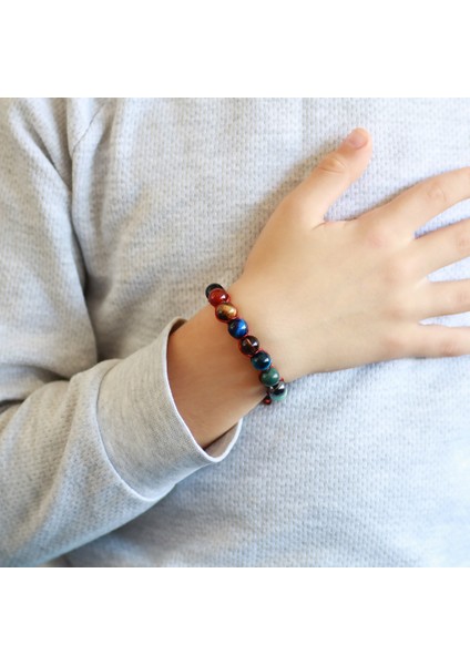 Makrome Örgülü Küre Kesim Multicolor Doğaltaş Kombinli Çocuk Başarı Bileklik modelleri