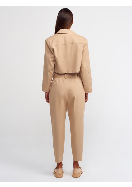 71227 Kemerli Paperbag Pantolon-Bej fiyatları