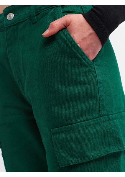 70828 Kargo Cep Parça Boya Denim Pantolon-Yeşil modelleri