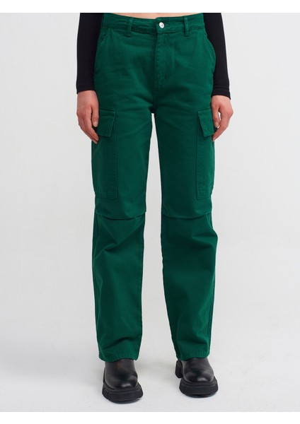 70828 Kargo Cep Parça Boya Denim Pantolon-Yeşil fırsatları