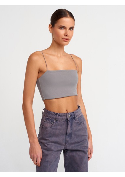 20793 Askılı Crop Top-Gri