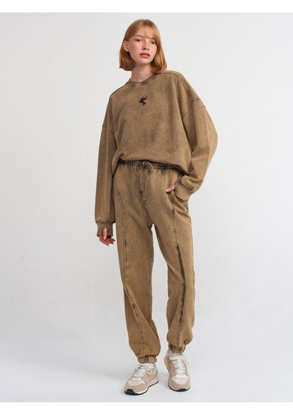 70472 Yıkama Efektli Jogger-Bej