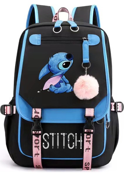Yeni Lilo Stitch Stitch Stitch USB Şarj Edilebilir Okul Çantası Erkek ve Kadın Öğrenci Sırt Çantası Sırt Çantası (Yurt Dışından)