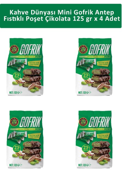 Mini Gofrik Antep Fıstıklı Poşet Çikolata 125 gr x 4 Adet