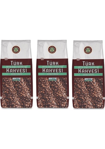 Orta Kavrulmuş Çekirdek Türk Kahvesi %100 Arabica 1kg x 3 Adet