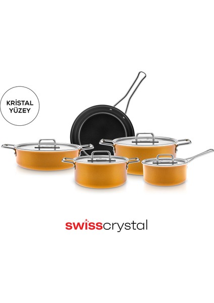 Swiss Crystal Mastermaid 9 Parça Tencere Seti Yellow