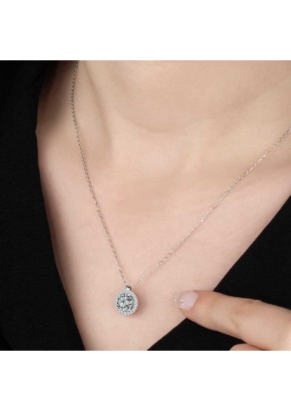 Swarovski Taşlı Gümüş Tektaş Bayan Kolye