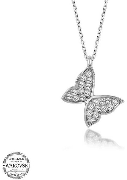 Swarovski Taşlı Gümüş Kelebek Bayan Kolye fiyatları