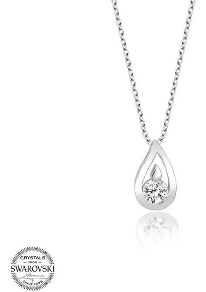 Swarovski Taşlı Gümüş Damla Bayan Kolye