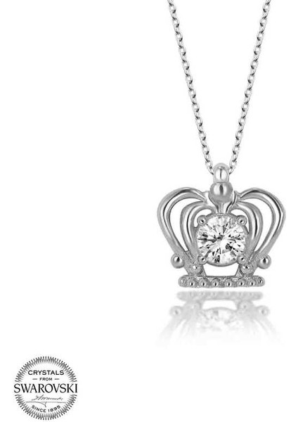 Swarovski Taşlı Gümüş Melek Bayan Kolye