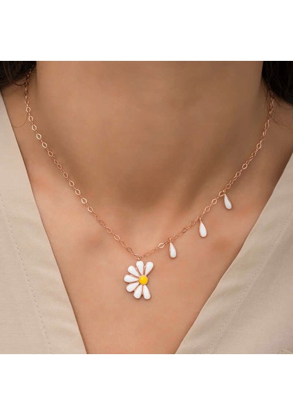 Gümüş Rose Papatya Seviyor Sevmiyor Bayan Kolye fırsatları