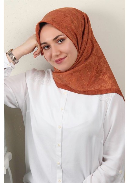 Ipeksi Monogram Eşarp 8086-4 Kiremit