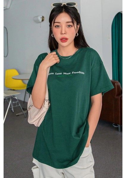 Only Trendwear More Love Baskılı Oversize Tshirt