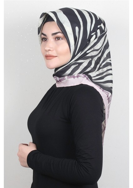 Pamuklu Soft Eşarp 3328-2 Zebra Pudra