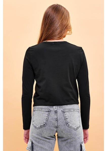 Kadın Gloria Siyah Bisiklet Yaka Regular Fit Basic T-Shirt fırsatları