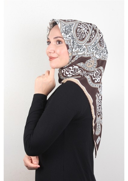 Piramit Krep Eşarp 116-0010-03 Kahve