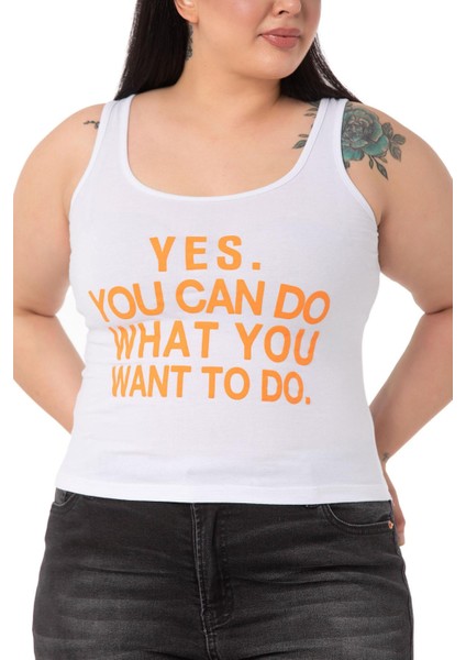 Büyük Askılı Yazılı Beyaz Turuncu T-Shirt fırsatları