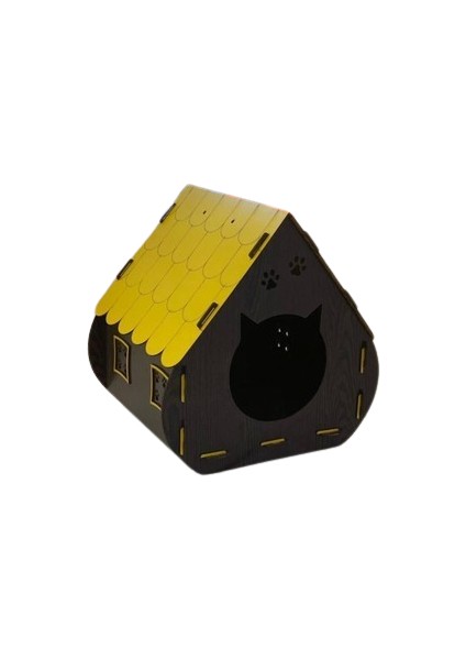 Ahşap Portatif Tasarım Kedi Evi ŞAHMAT-1073