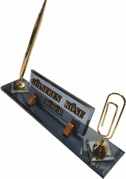 Kristal Masa Isimliği Kalemli Ofis Büro Makam Hediyesi M555-FGOLD