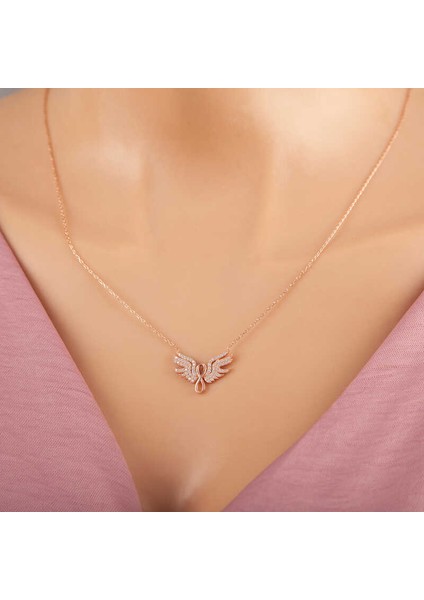 Gümüş Rose Melek Kanadı Sonsuzluk Kadın Kolye fiyatları