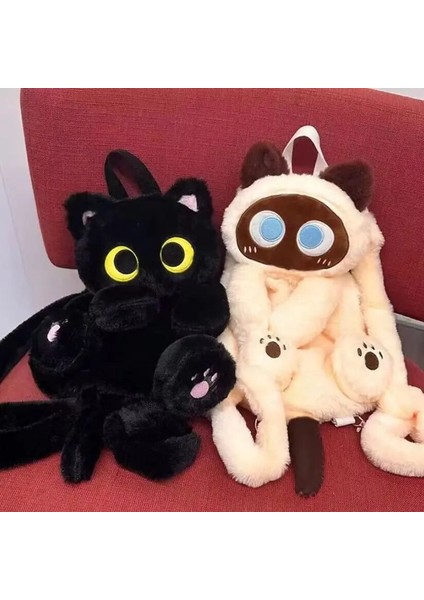 40 cm Büyük Gözlü Kedi Peluş Oyuncak Sırt Çantası (Yurt Dışından)