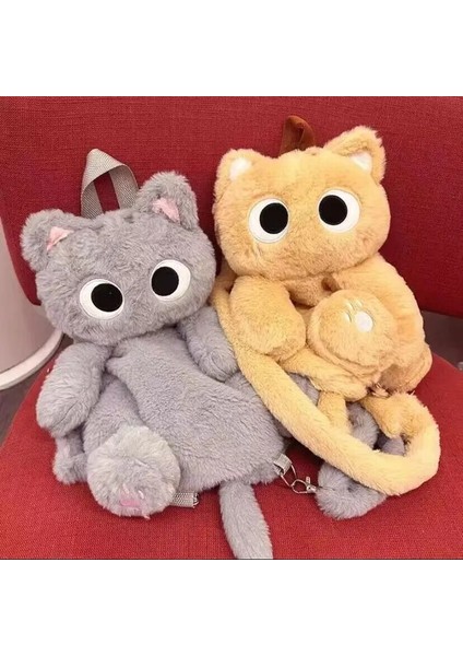 40 cm Büyük Gözlü Kedi Peluş Oyuncak Sırt Çantası (Yurt Dışından)