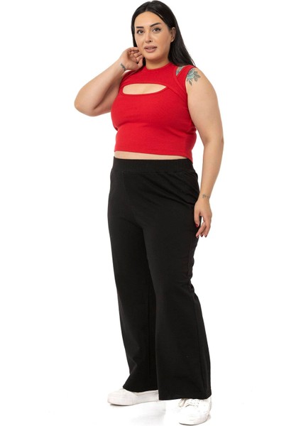 Büyük Beden Göğüs Dekolteli Fitilli Kaşkorse Kırmızı Body fırsatları