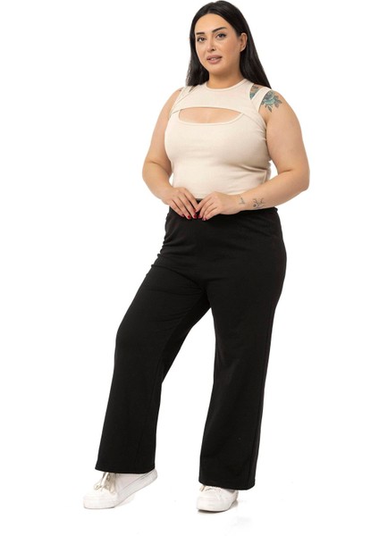 Büyük Beden Göğüs Dekolteli Fitilli Kaşkorse Bej Rengi Body fırsatları