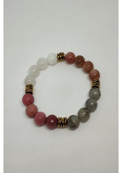 8 mm Ay Taşı, Güneş Taşı,rodonit, Labradorit,hematit Doğal Taş Bileklik