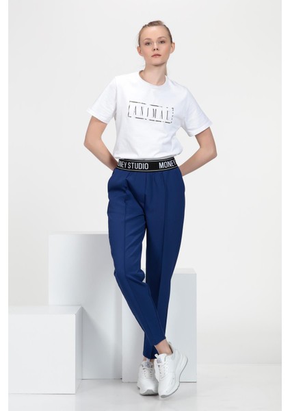 Sloganlı Cigarette Fit Pantolon