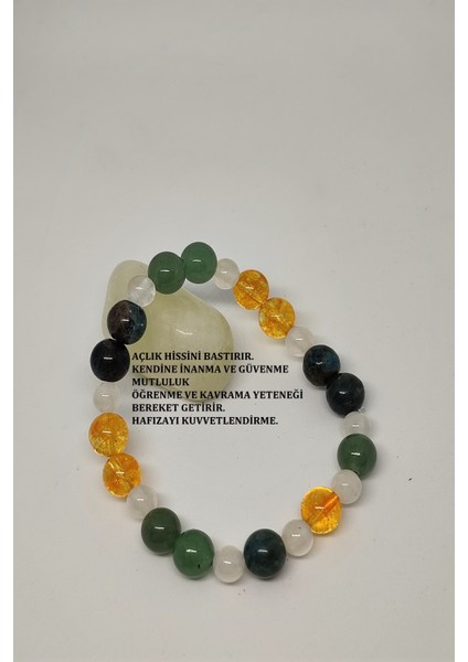 8 mm Sitrin, Aventurin,apatit, 6 mm Selenitdoğal Taş Bileklik