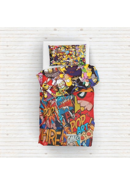 Pop Art & Simpsons Çift Taraflı Nevresim Takımı