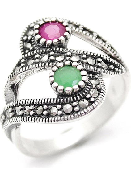 Gümüş 925 Ayar Kadın Yüzük Markazit Taşlı