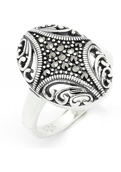 Gümüş 925 Ayar Kadın Yüzük Markazit Taşlı