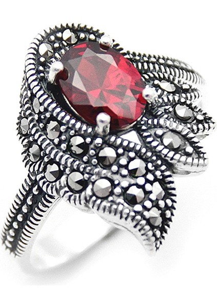 Gümüş 925 Ayar Kadın Yüzük Markazit Taşlı