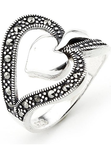 Gümüş 925 Ayar Kadın Yüzük Markazit Taşlı